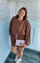 Load image into Gallery viewer, Amelia Lane Brown/Pink Checkered LS Top/Shorts Set
