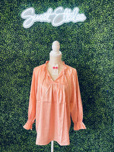 Load image into Gallery viewer, ENTRO PEACH LS TIE TOP
