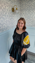 Load image into Gallery viewer, Fantastic Fawn Black Leather Football Dress
