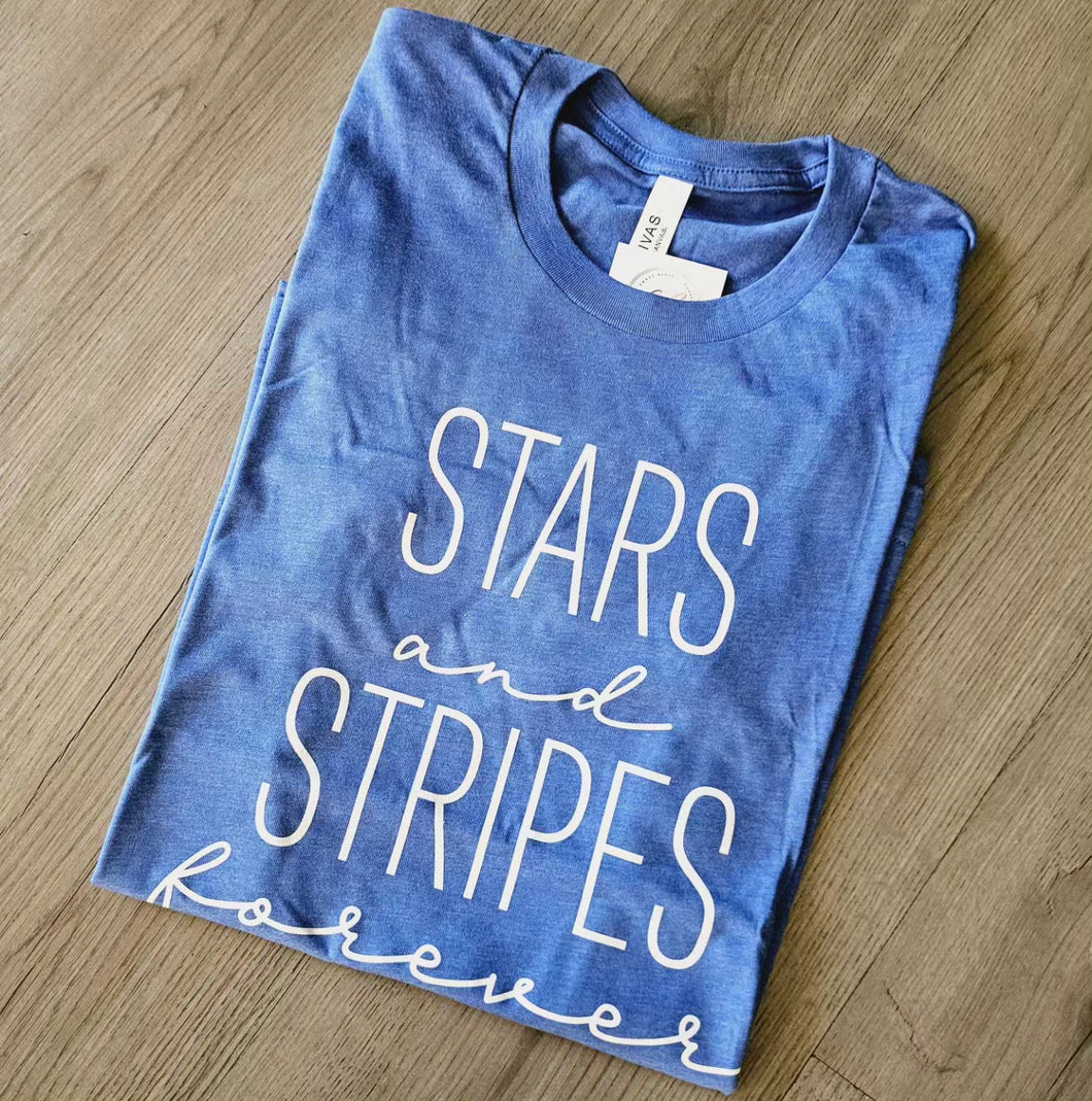 ROYAL BLUE STARS AND STRIPES TEE