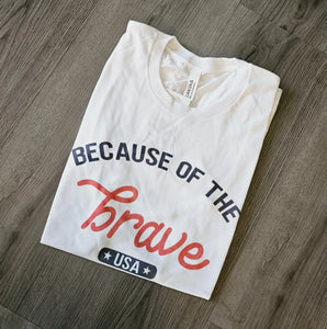 WHITE BC OF THE BRAVE TEE