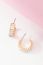 Load image into Gallery viewer, BAGUETTE STONE CIRCLE HOOP EARRINGS
