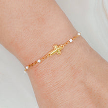 Load image into Gallery viewer, Dainty Color Dots Chain Cross Bracelet
