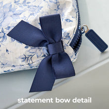 Load image into Gallery viewer, Something Navy Bow Crinkle Makeup &amp; Toiletry Bag
