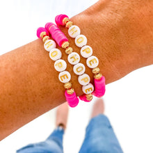 Load image into Gallery viewer, Hope Breast Cancer Awareness Acrylic Bamboo Heishi Bracelet
