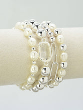 Load image into Gallery viewer, 4 Piece Chain, Pearl, and CCB Stretch Bracelet
