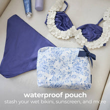 Load image into Gallery viewer, Something Navy Bow Crinkle Makeup &amp; Toiletry Bag

