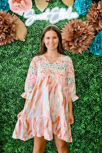 LT MAUVE MULTI PRINT DRESS