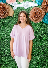 Load image into Gallery viewer, BRUSHED ROLLED SHORT SLEEVE VNECK TOP
