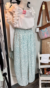 MINT LEO PANTS W/SMOCKED WAIST LINED