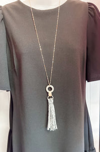 GR SNAKE LEATHER TSSL LG NECKLACE