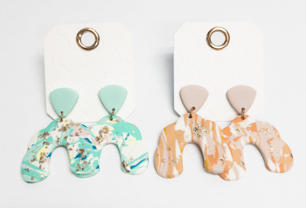 CLAY MARBLE ARCH EARRINGS