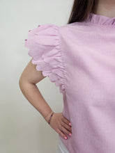 Load image into Gallery viewer, PINK SCALLOPED RUFFLE SLEEVE TOP
