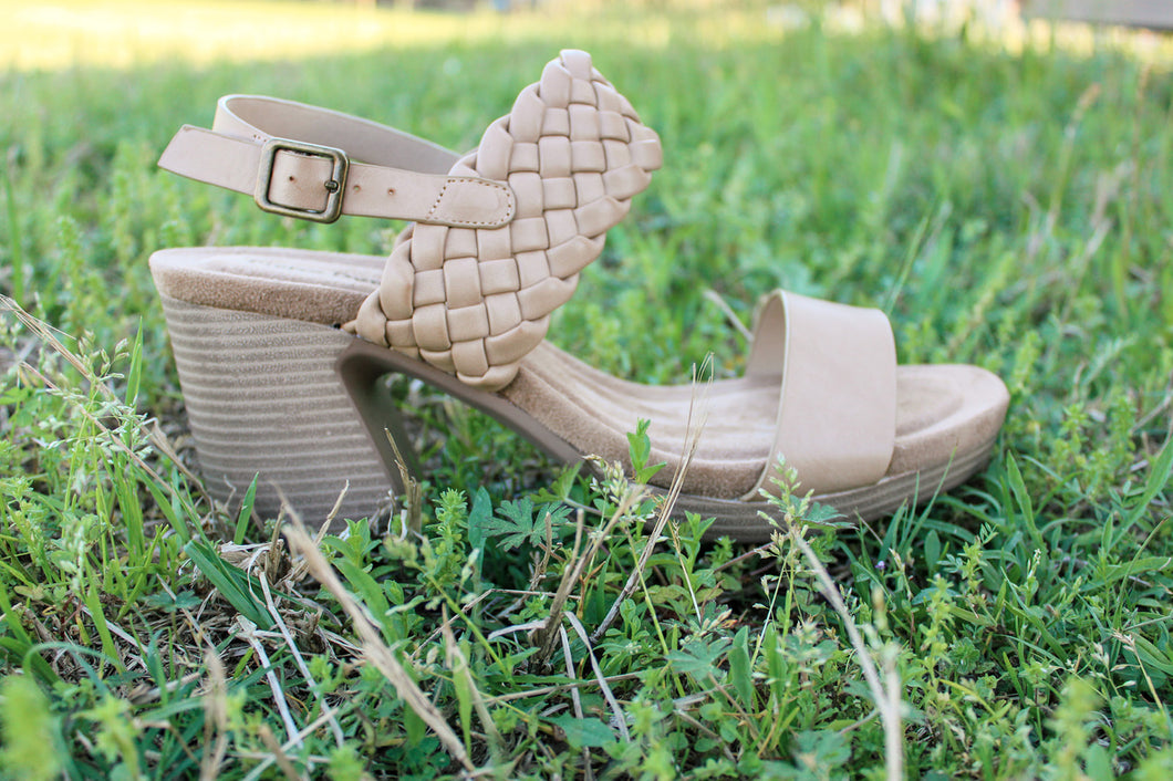 PD TAUPE BRAIDED HEEL