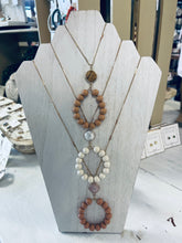 Load image into Gallery viewer, STONE/BEAD WOOD CIRCLE NECKLACE
