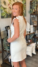 Load image into Gallery viewer, WHITE RUFFLE SLEEVE DRESS
